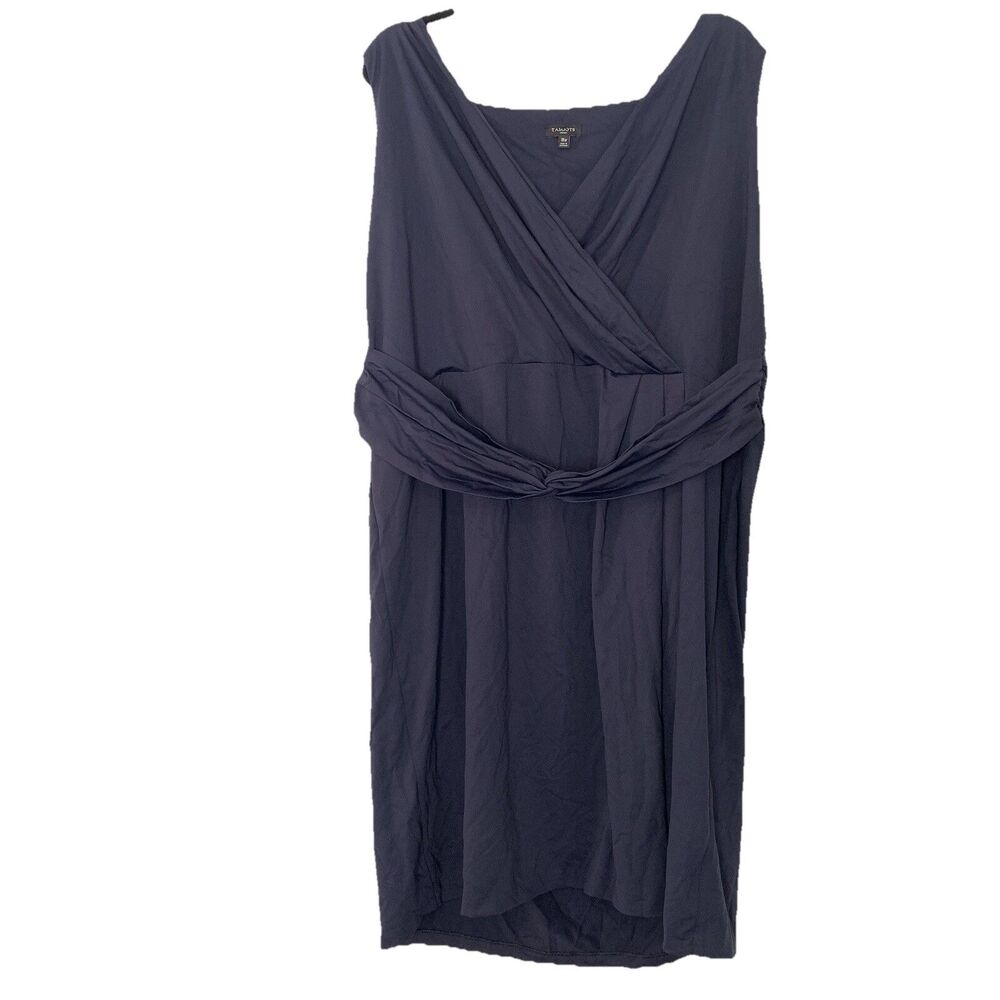 Talbots Womens 18W Dress Comfort Stretch Wrap Style Neckline Navy Blue Sleeveles